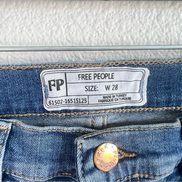 Free People Womens Great Heights Skinny Jeans Frayed Hem Blue - Picture 3 of 13
